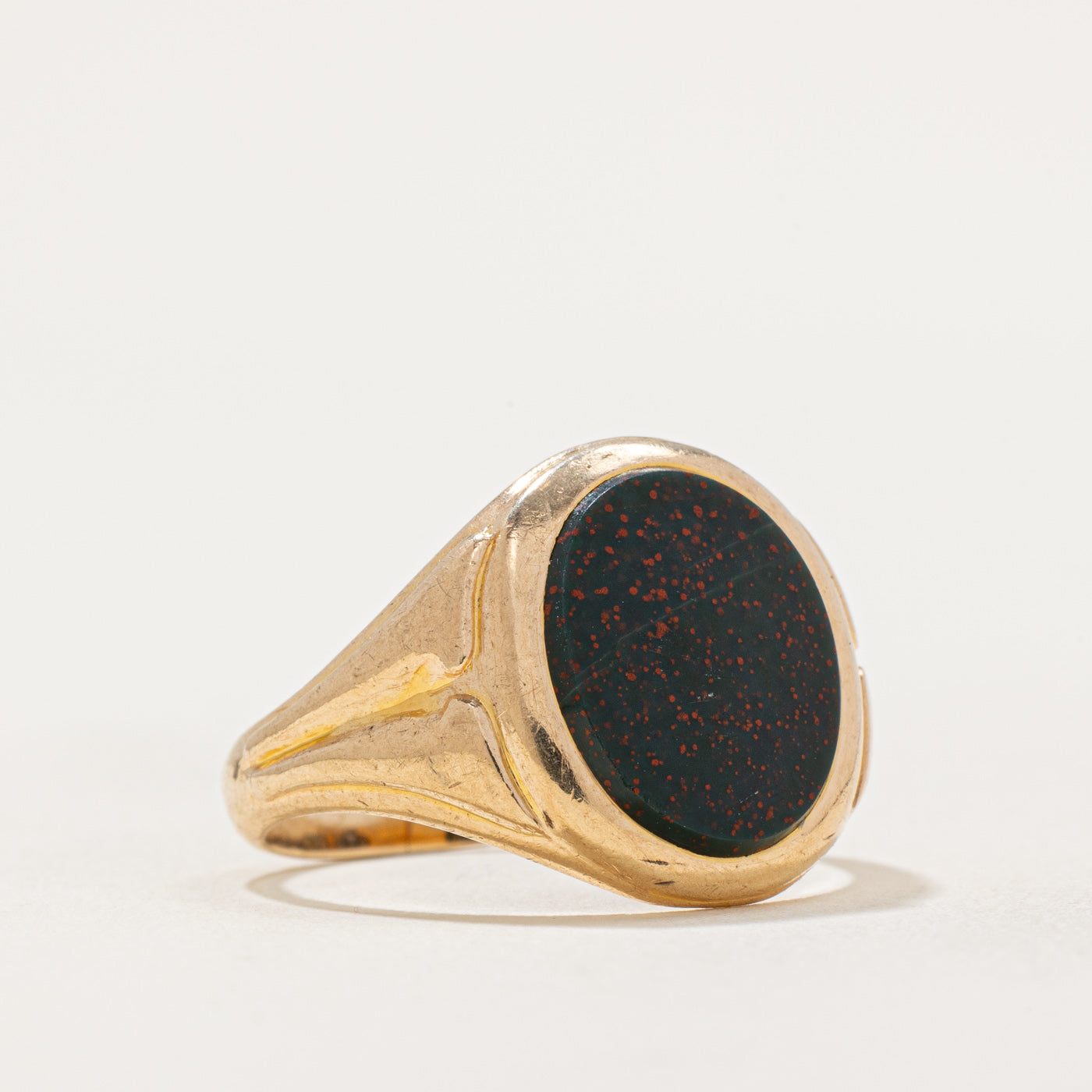 Oval Cut Bloodstone Signet Ring | 3.00ct | SZ 9 |
