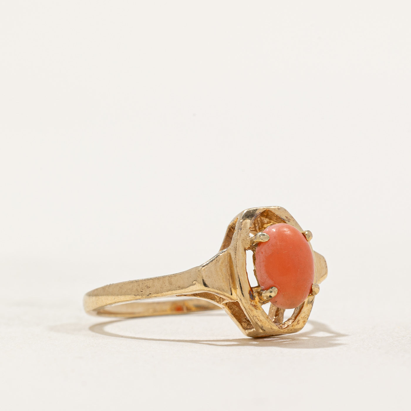 Oval Cut Coral Ring | 0.54ct | SZ 5.75 |