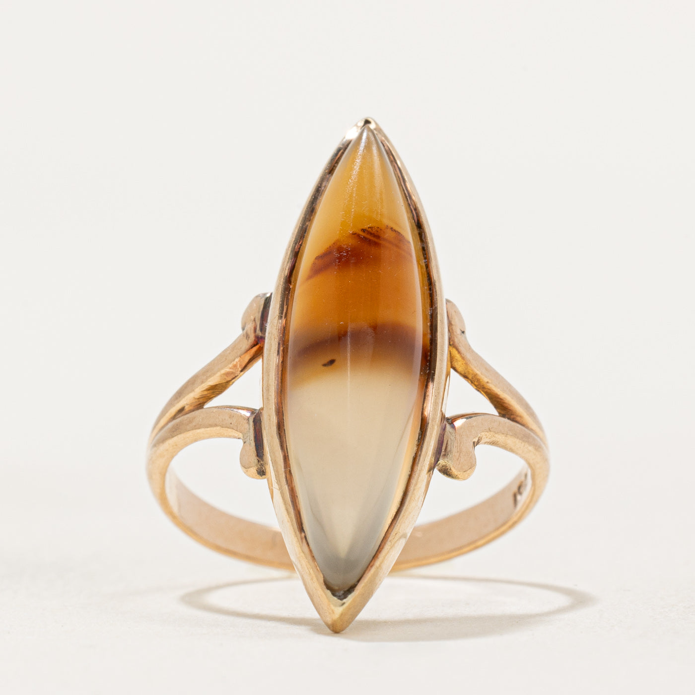 Agate Navette Ring | 4.00ct | SZ 5.25 |