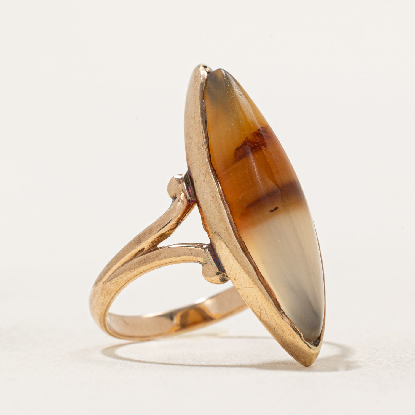 Agate Navette Ring | 4.00ct | SZ 5.25 |