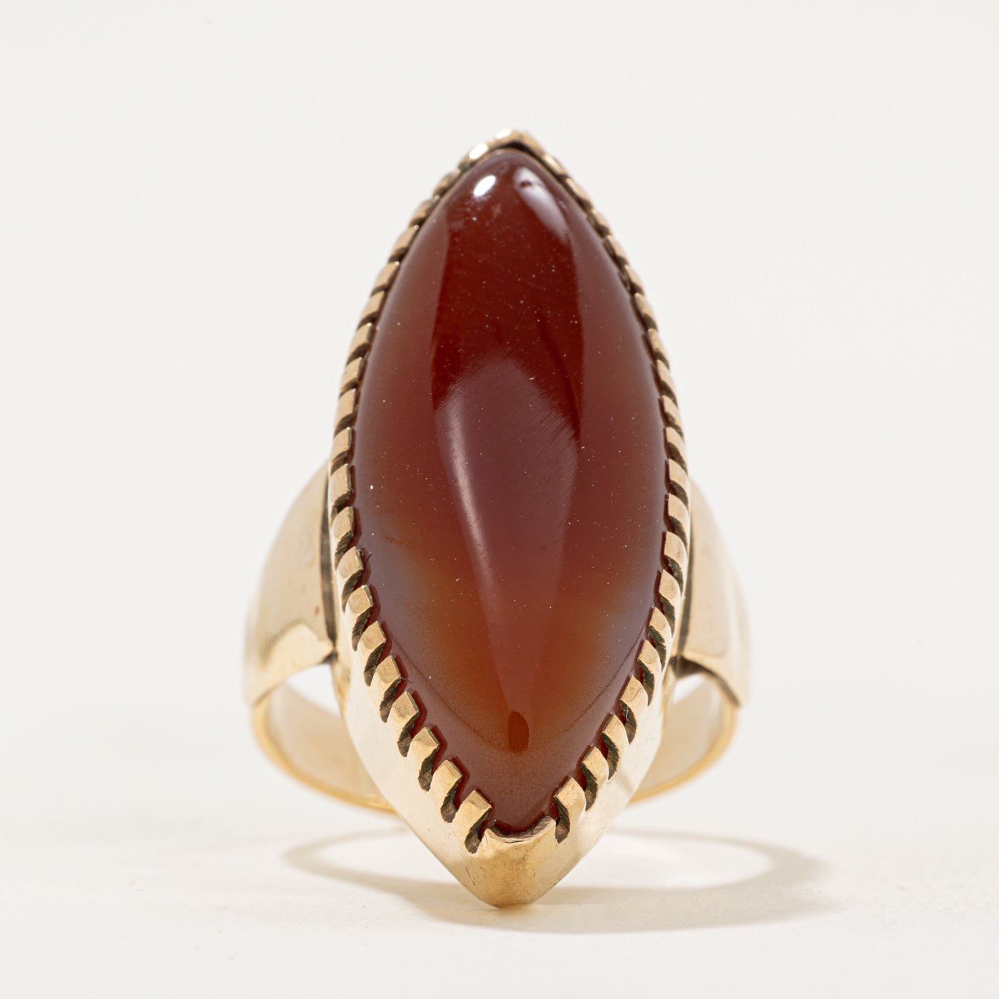 Carnelian Agate Navette Ring | 10.00ct | SZ 9 |