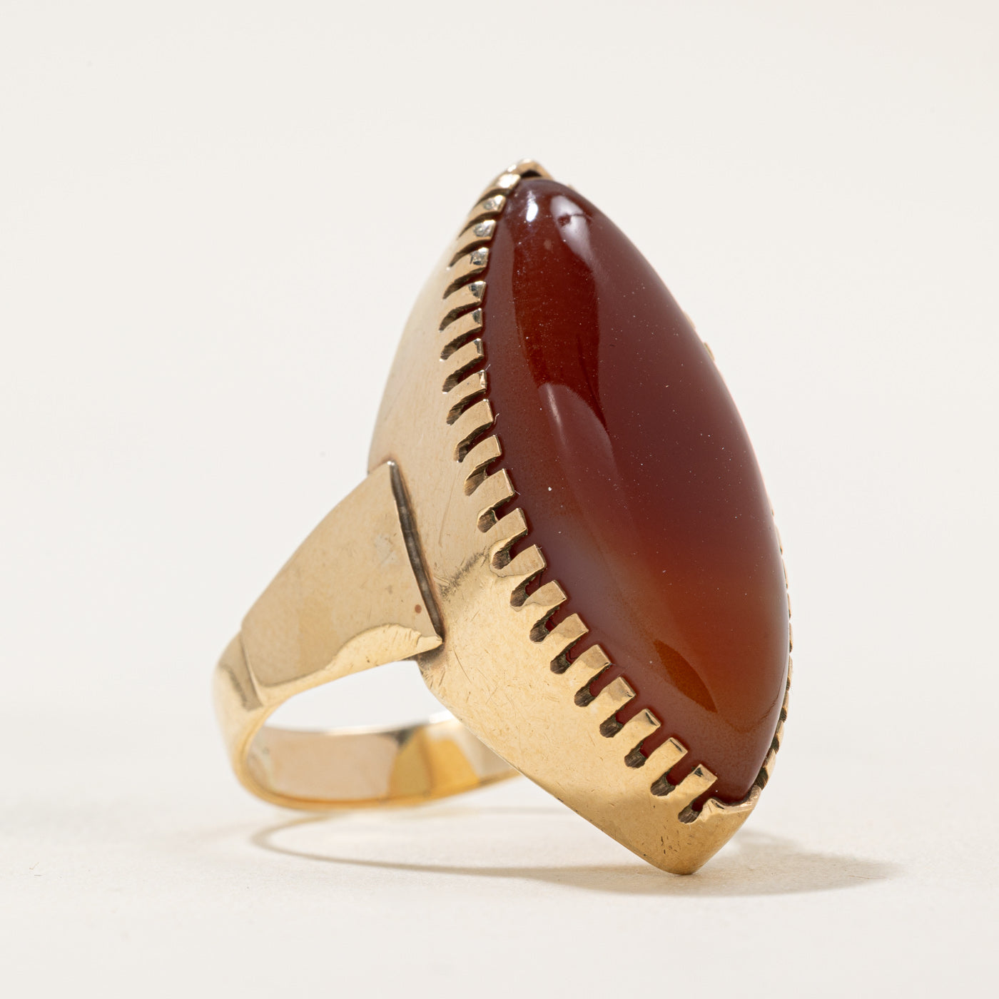 Carnelian Agate Navette Ring | 10.00ct | SZ 9 |
