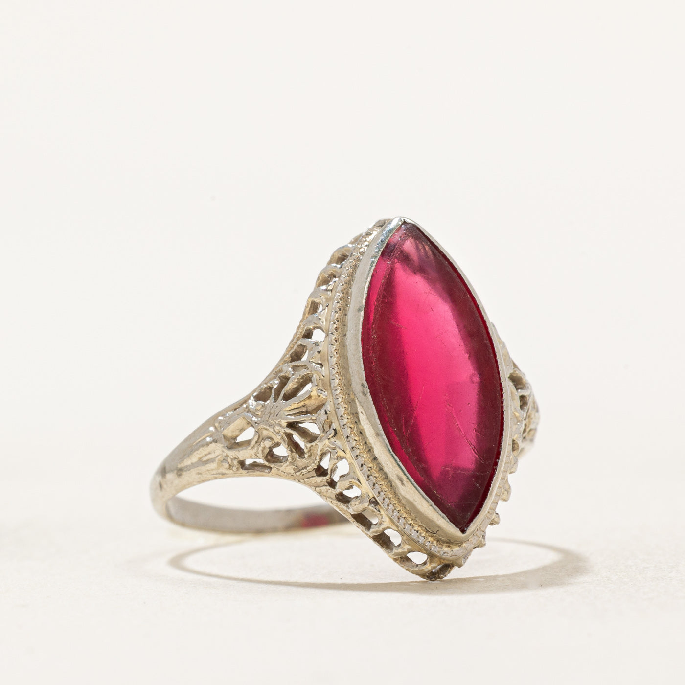 Marquise Cut Red Paste Glass Ring | 3.00ct | SZ 6.5 |