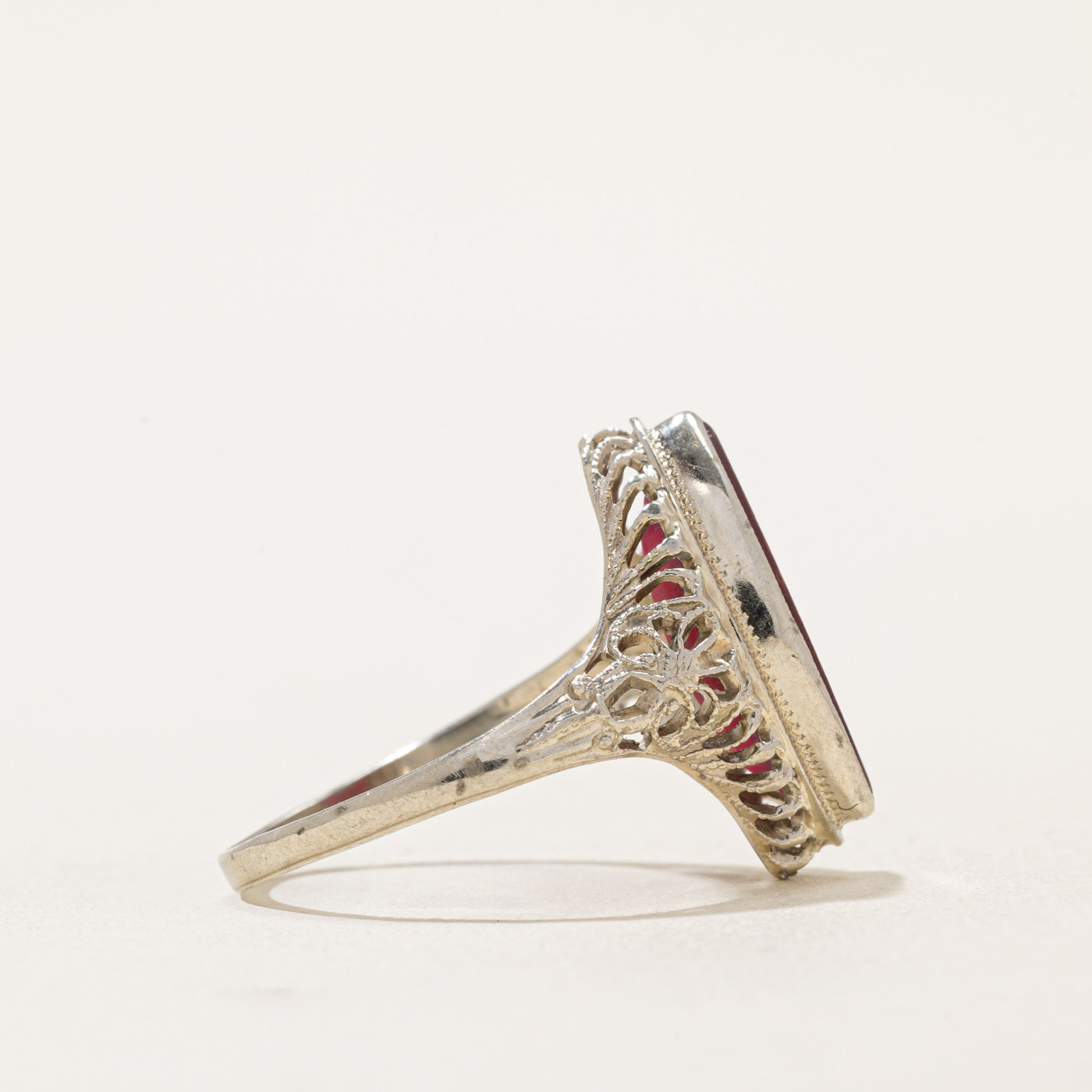 Marquise Cut Red Paste Glass Ring | 3.00ct | SZ 6.5 |