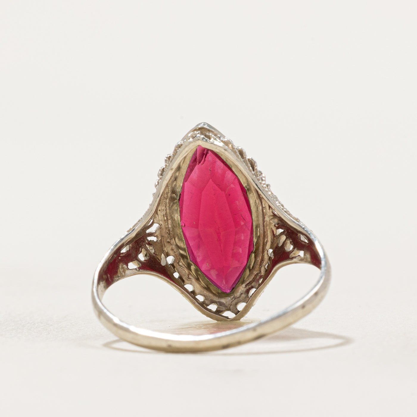 Marquise Cut Red Paste Glass Ring | 3.00ct | SZ 6.5 |