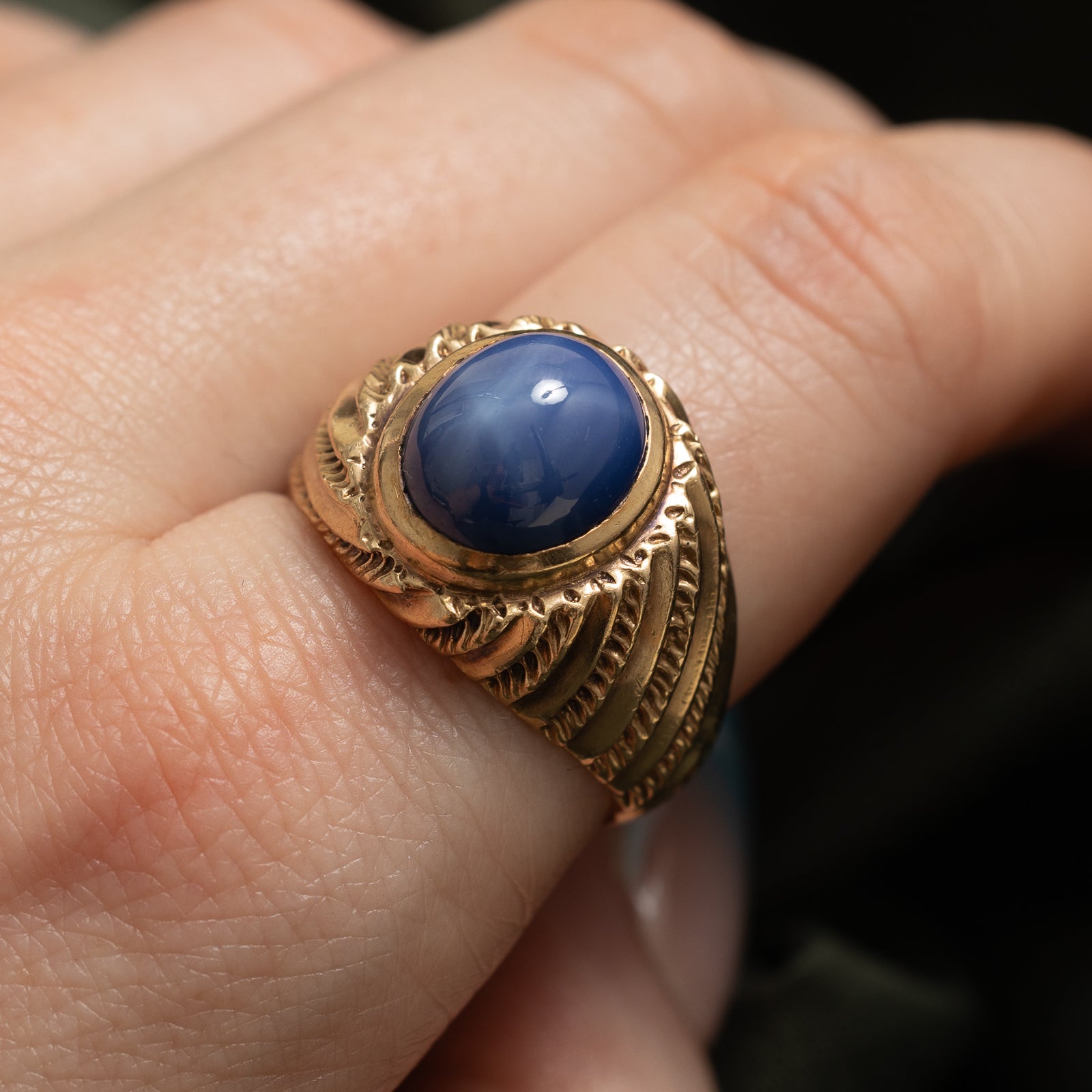 Synthetic Sapphire Textured Cocktail Ring | 7.50ct | SZ 9.75