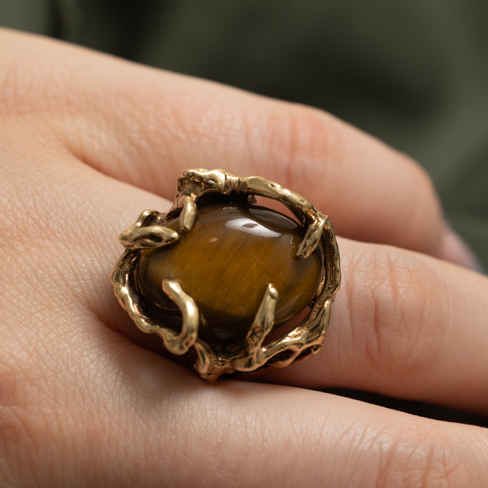 Tiger's Eye Freeform Cocktail Ring | 10.00ct | SZ 6.25