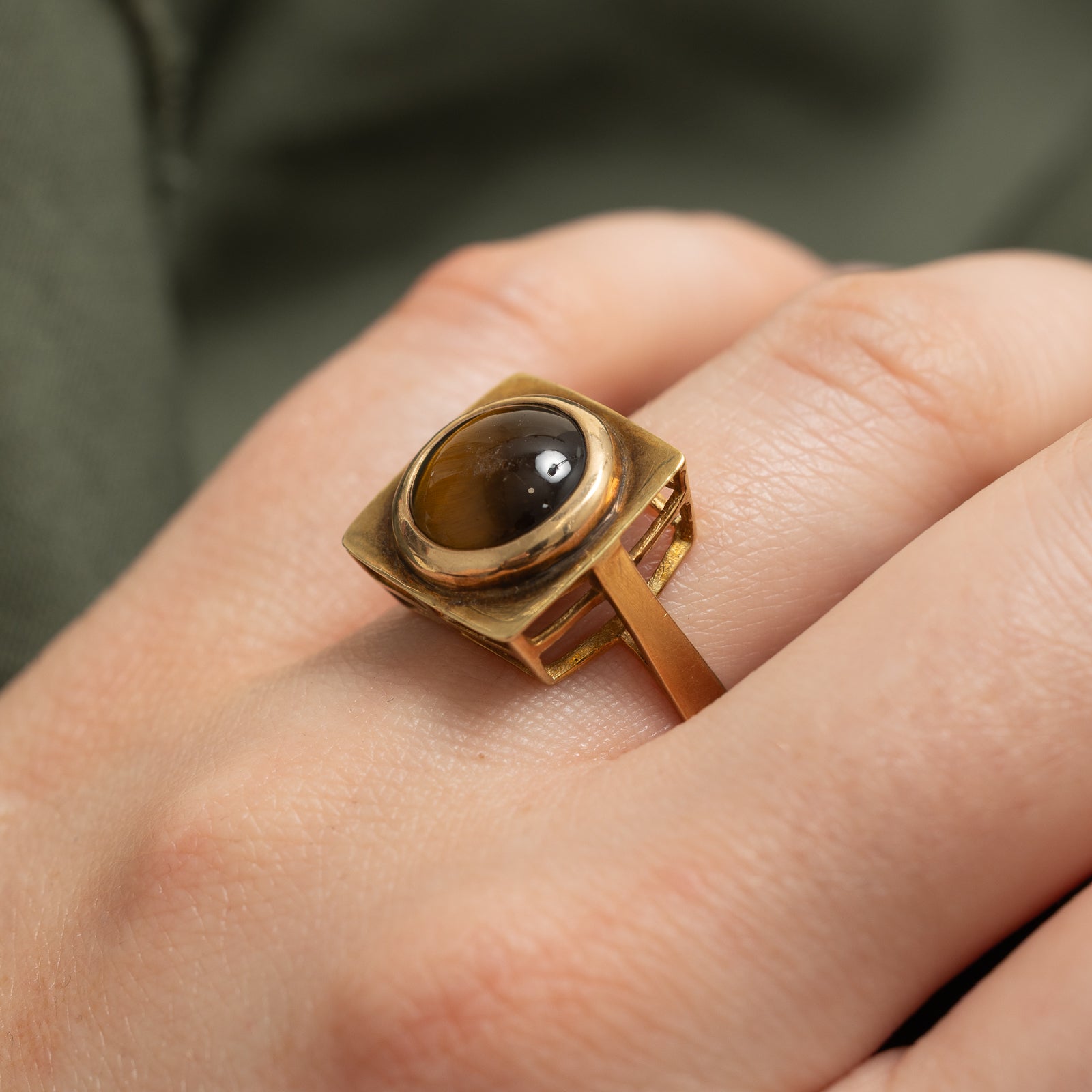 Geometric Tigers Eye Ring | 4.00ct | SZ 6.75