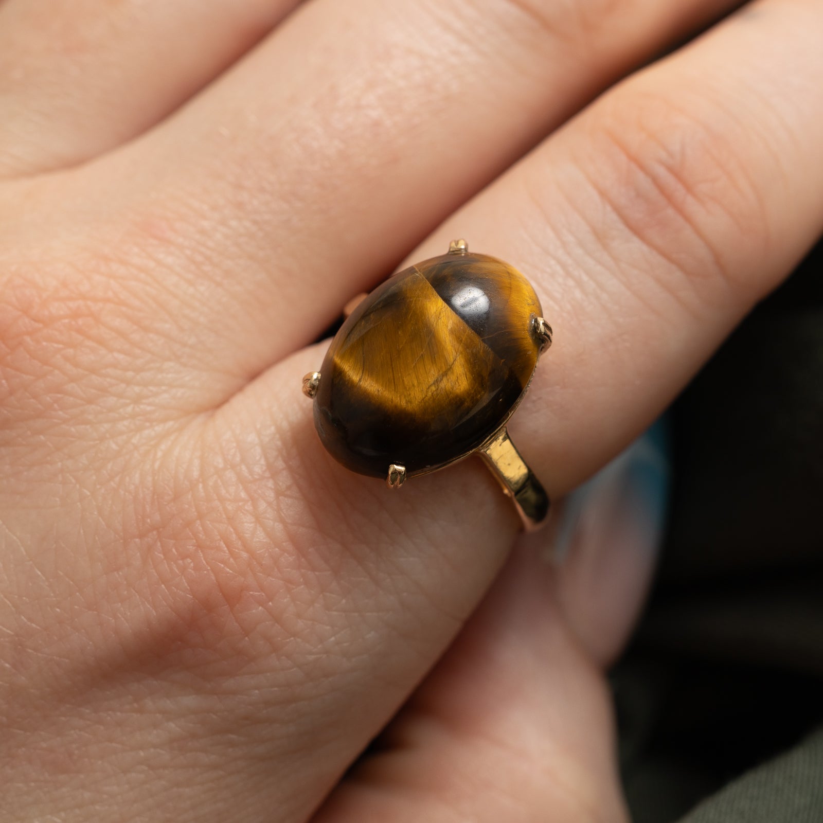 Tigers Eye Cocktail Ring | 10.20ct | SZ 6.75