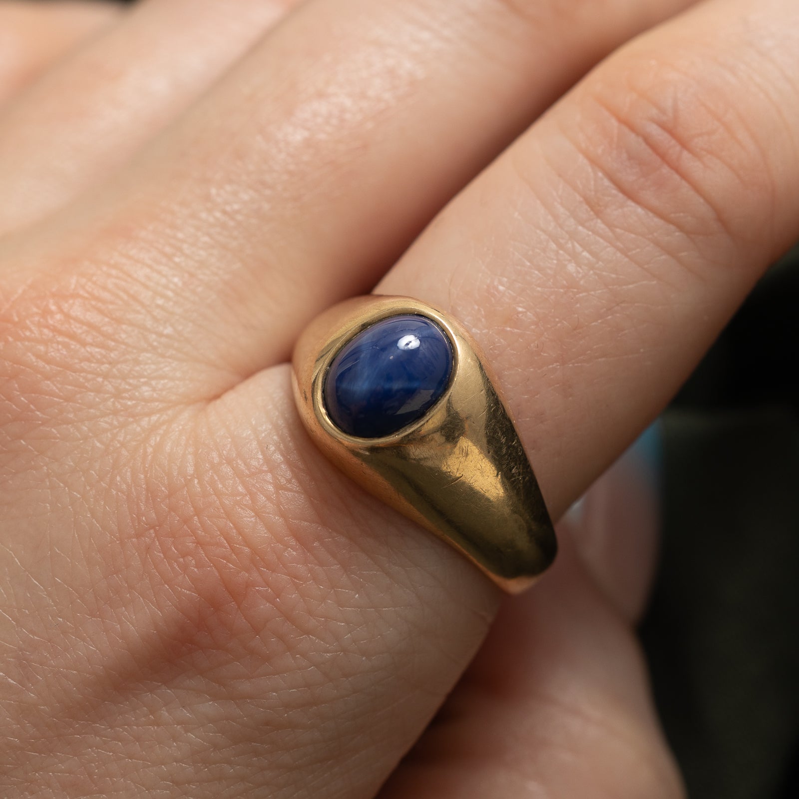 Oval Cabochon Synthetic Sapphire Cocktail Ring | 2.40ct | SZ 11.25