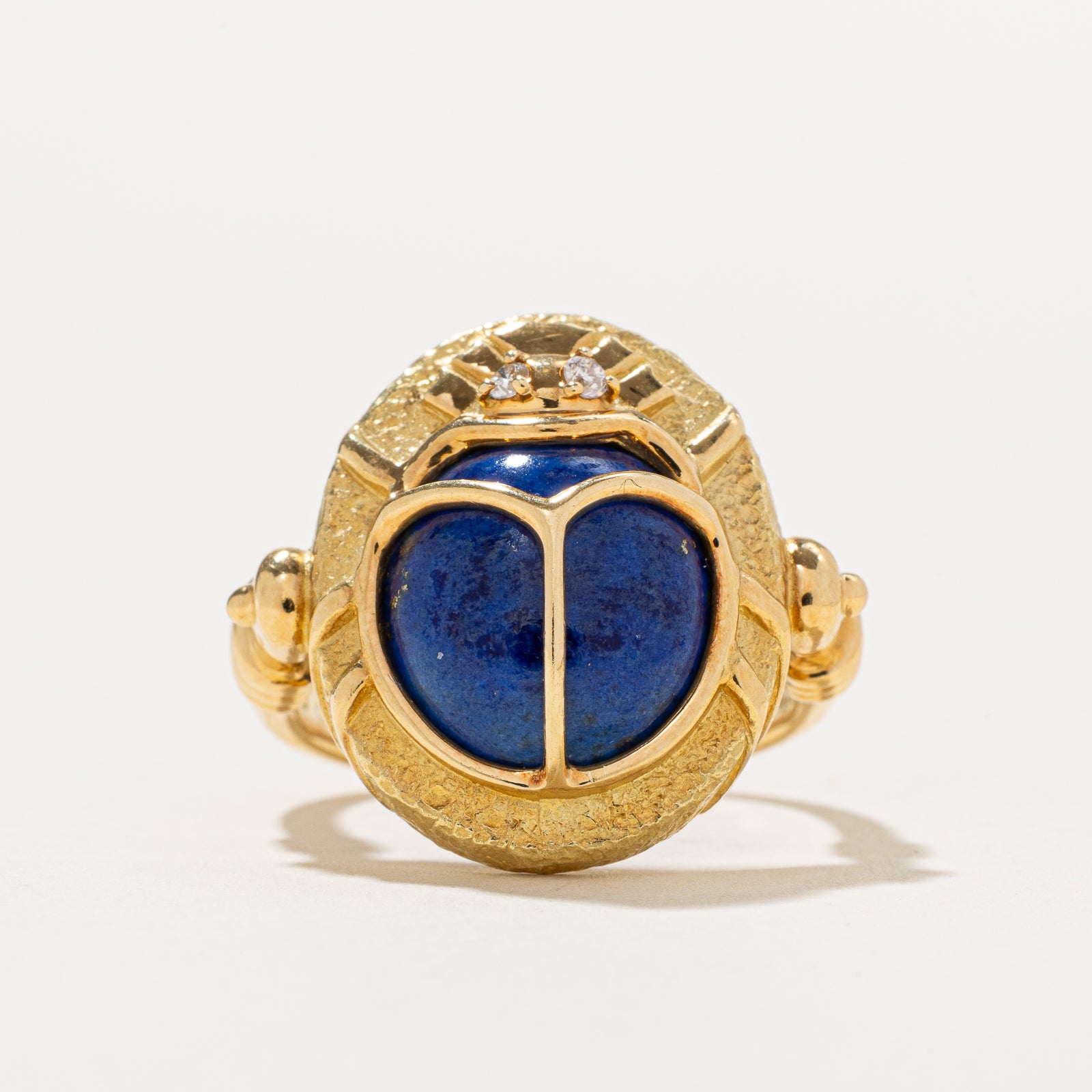 Lapis-Lazuli & Diamond Scarab Ring | 5.00ct, 0.04ctw | SZ 8.5