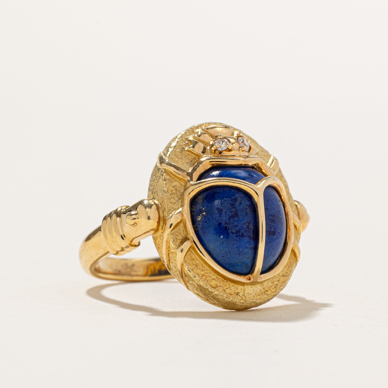 Lapis-Lazuli & Diamond Scarab Ring | 5.00ct, 0.04ctw | SZ 8.5