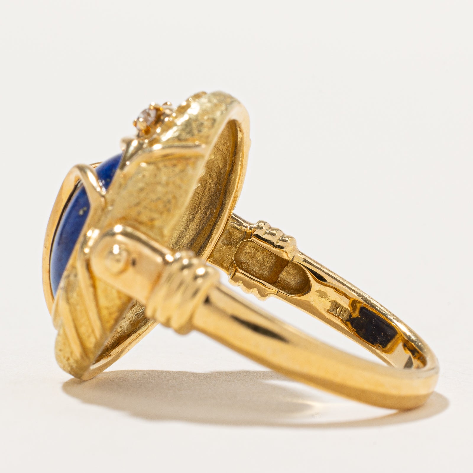 Lapis-Lazuli & Diamond Scarab Ring | 5.00ct, 0.04ctw | SZ 8.5
