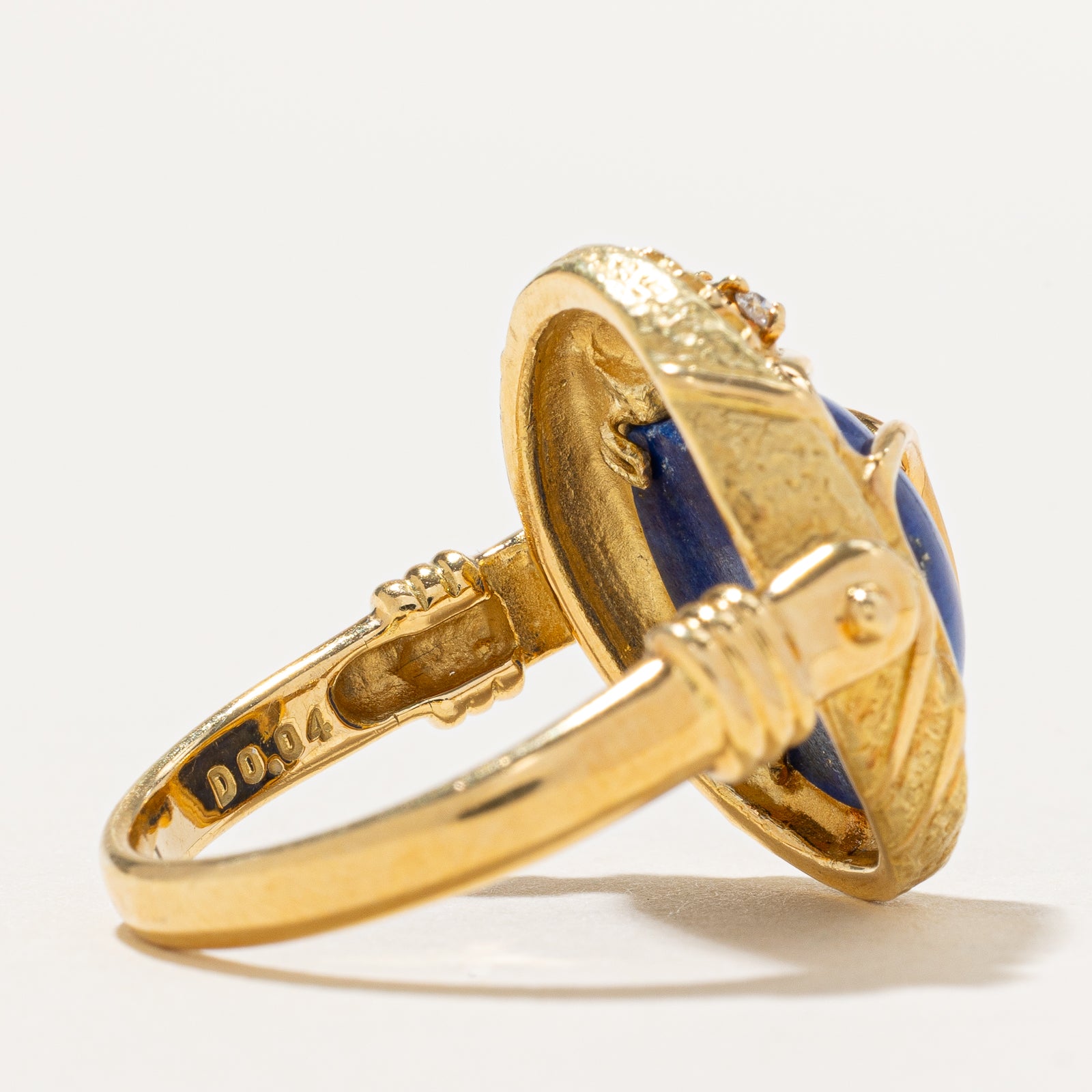 Lapis-Lazuli & Diamond Scarab Ring | 5.00ct, 0.04ctw | SZ 8.5