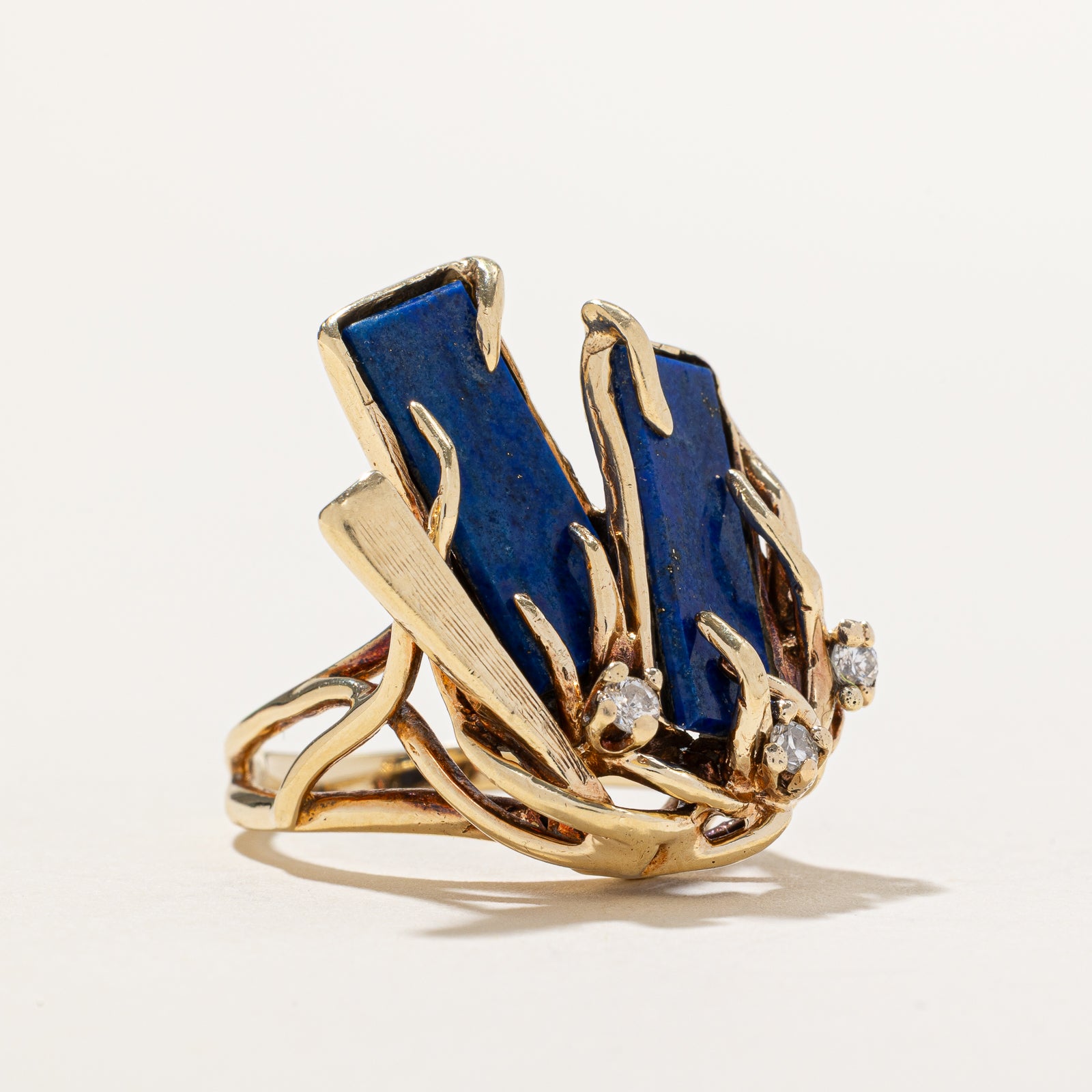 Lapis Lazuli & Diamond Abstract Ring | 7.00ctw, 0.09ctw | SZ 6.25