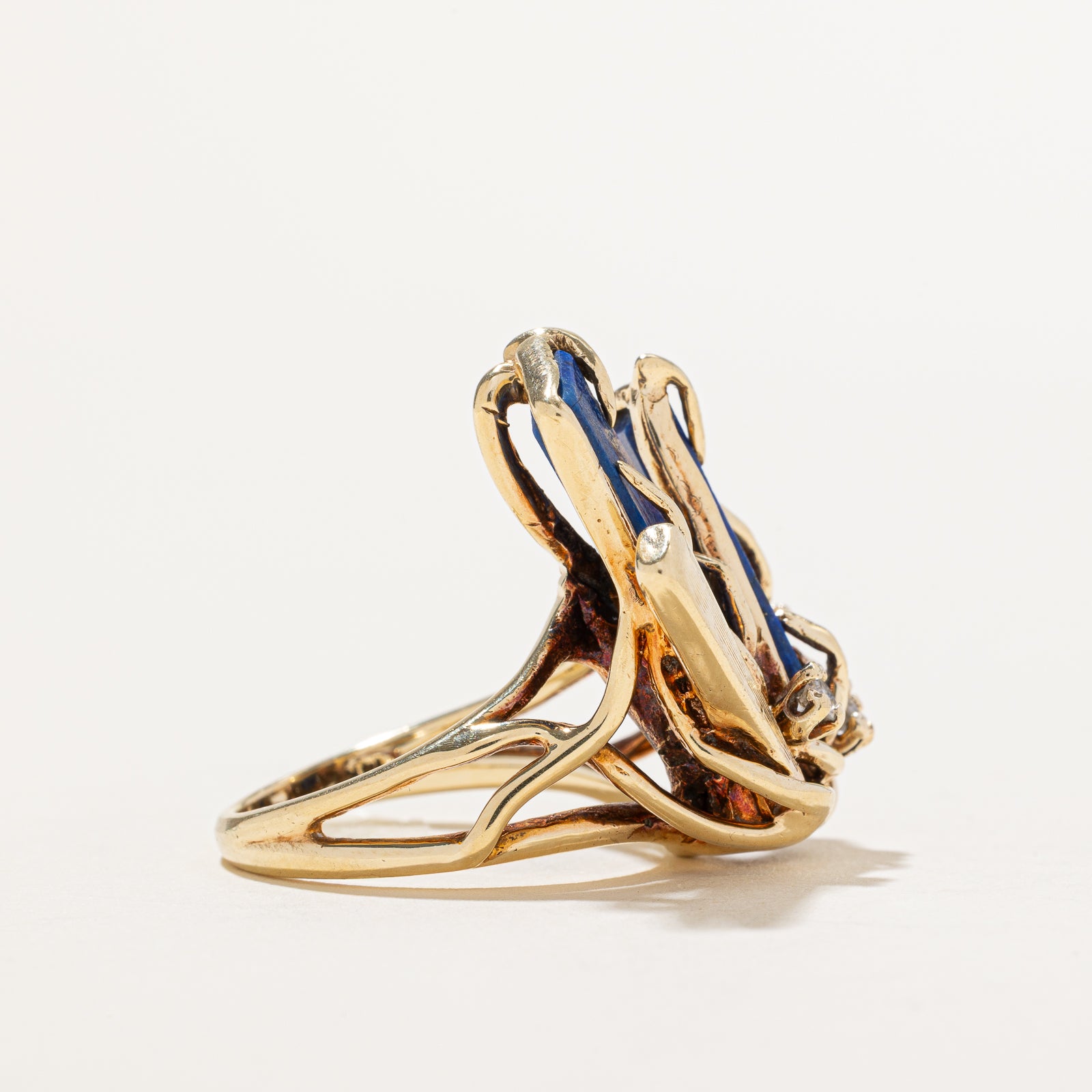 Lapis Lazuli & Diamond Abstract Ring | 7.00ctw, 0.09ctw | SZ 6.25
