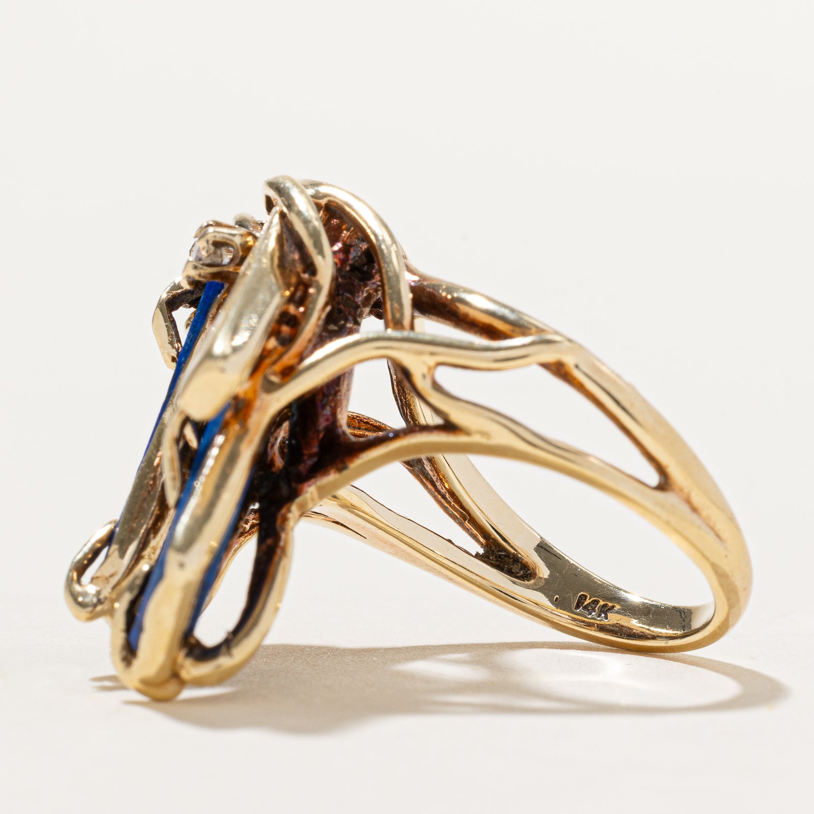 Lapis Lazuli & Diamond Abstract Ring | 7.00ctw, 0.09ctw | SZ 6.25