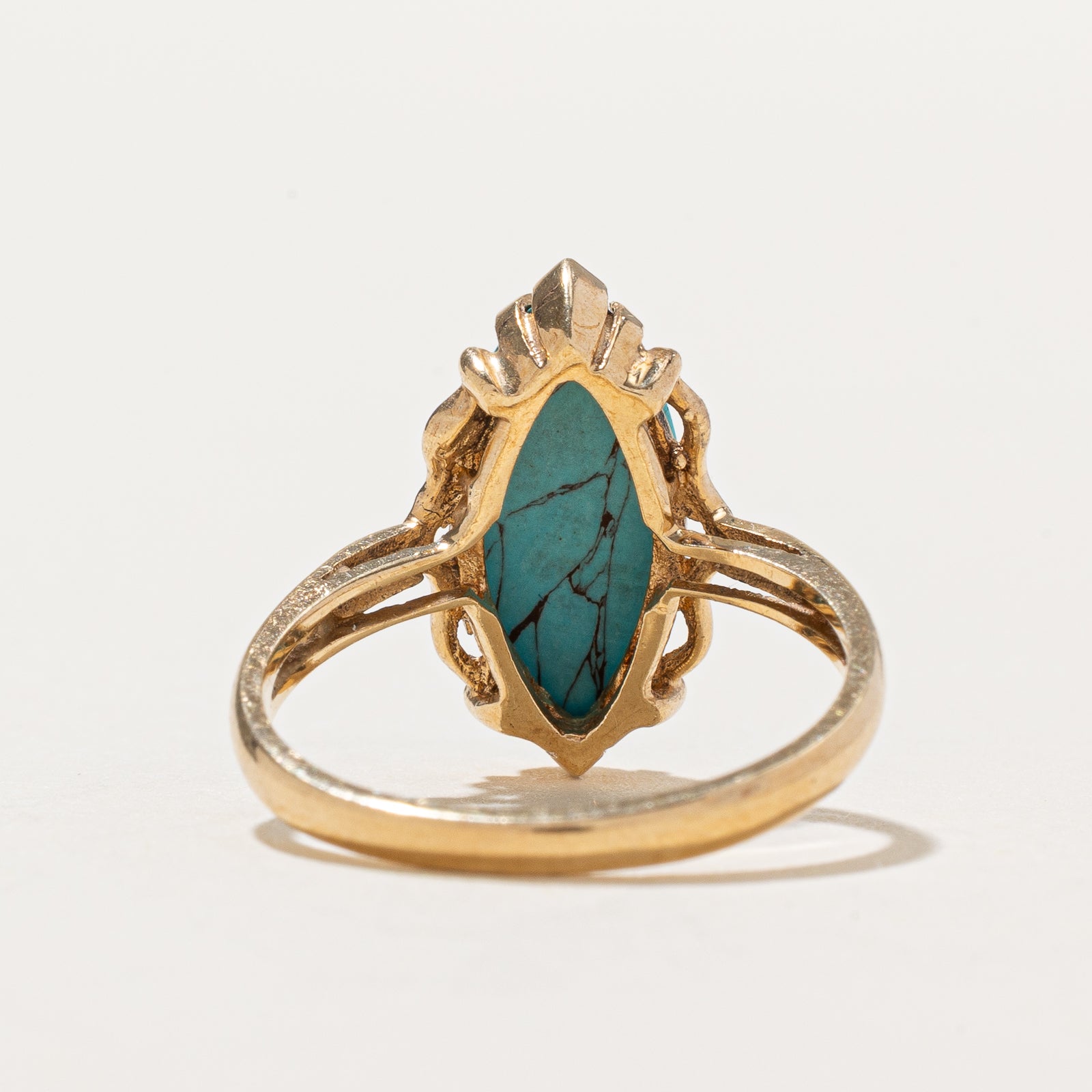 Synthetic Turquoise Navette Ring | 2.00ct | SZ 6