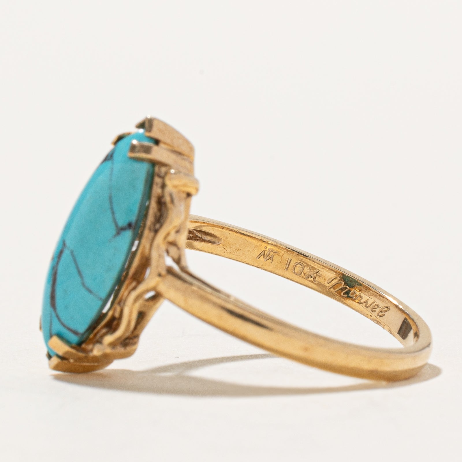 Synthetic Turquoise Navette Ring | 2.00ct | SZ 6