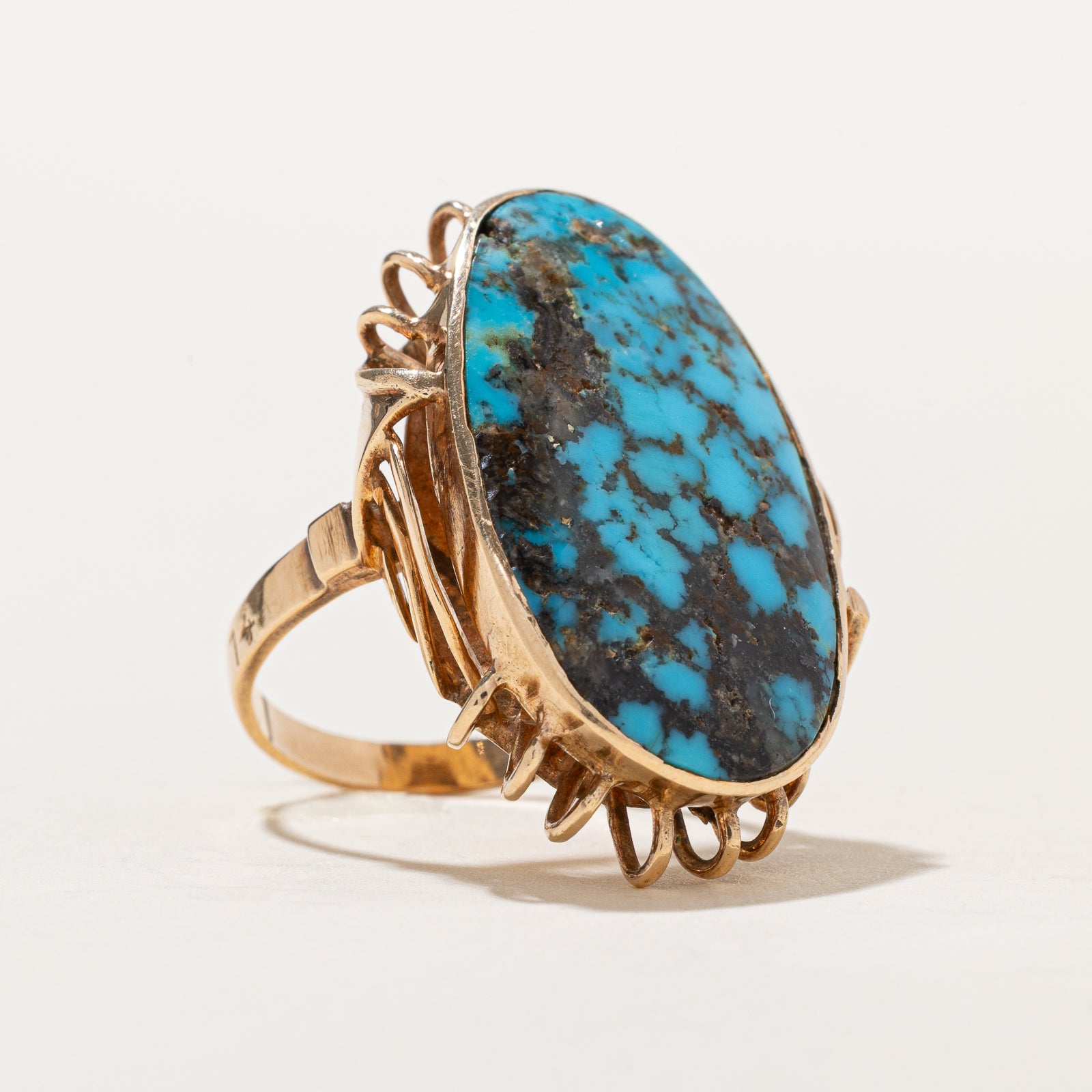 Treated Turquoise Cocktail Ring | 10.00ct | SZ 7.25