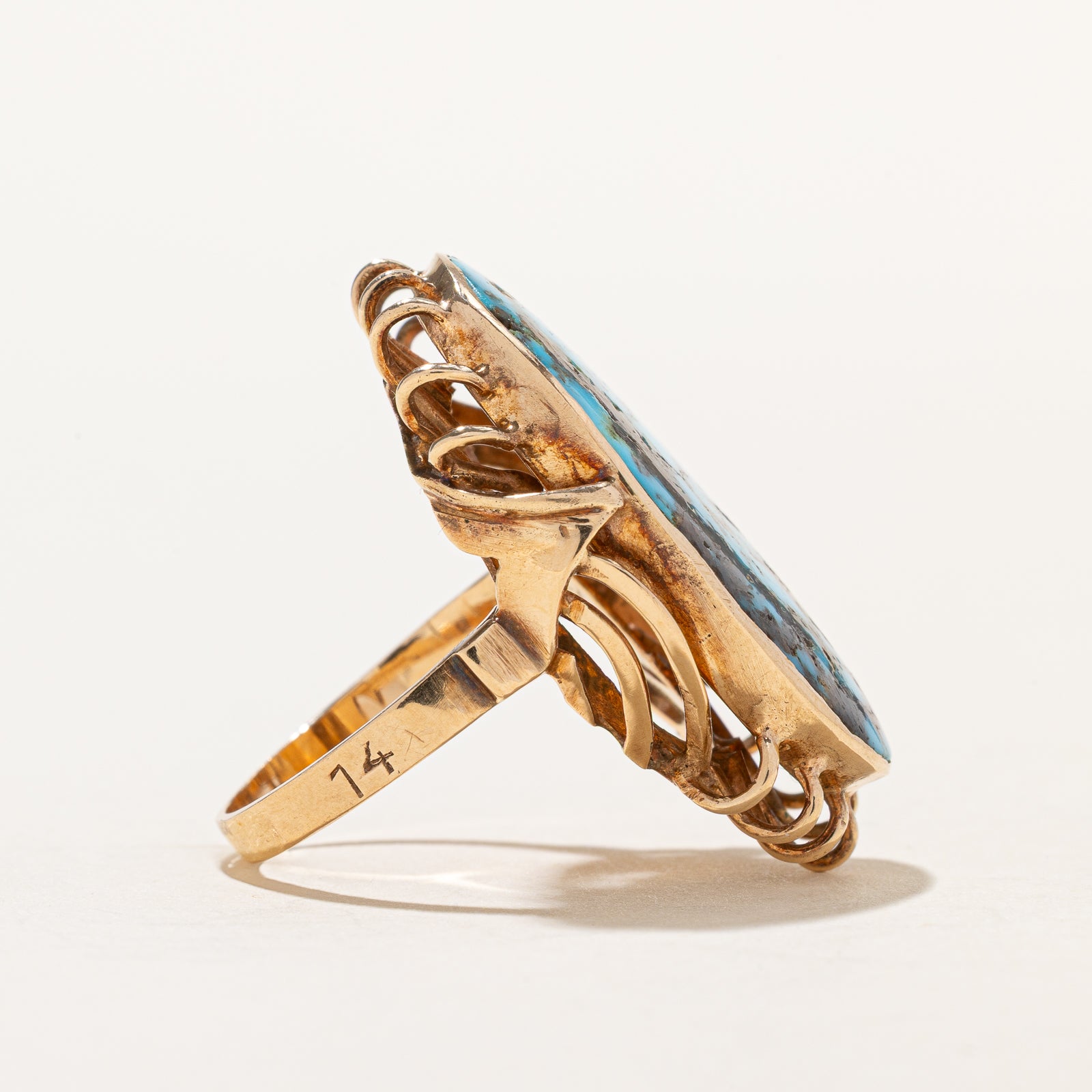 Treated Turquoise Cocktail Ring | 10.00ct | SZ 7.25