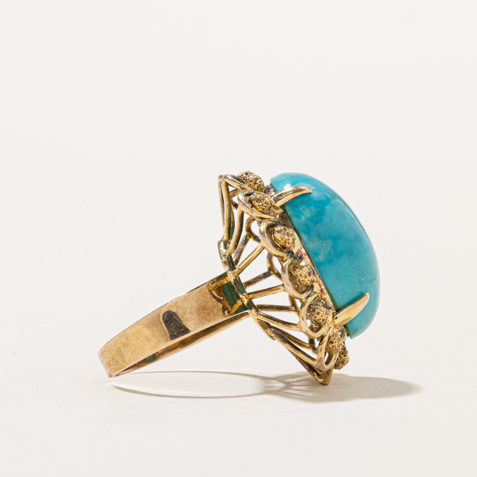Treated Turquoise Ornate Cocktail Ring | 11.50ct | SZ 5