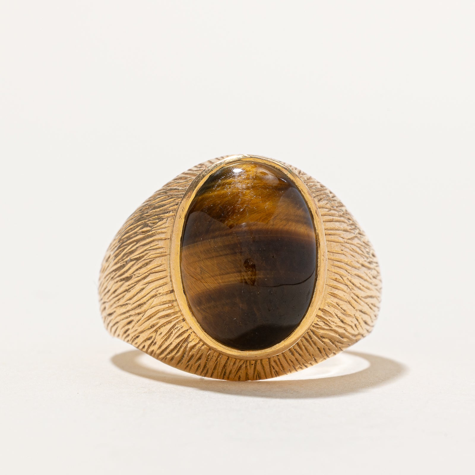 Tiger's Eye Textured Cocktail Ring | 9.00ct | SZ 12.5