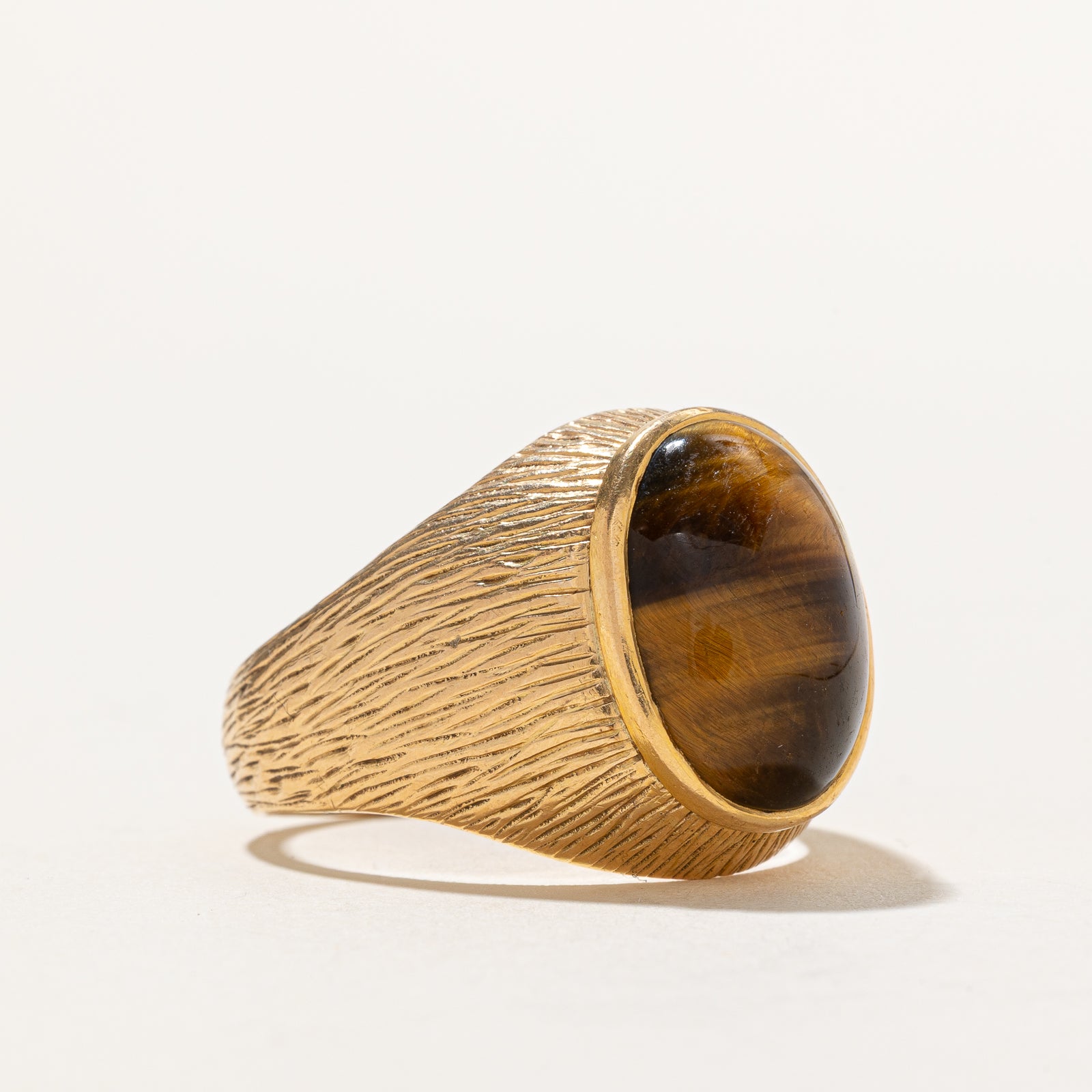 Tiger's Eye Textured Cocktail Ring | 9.00ct | SZ 12.5
