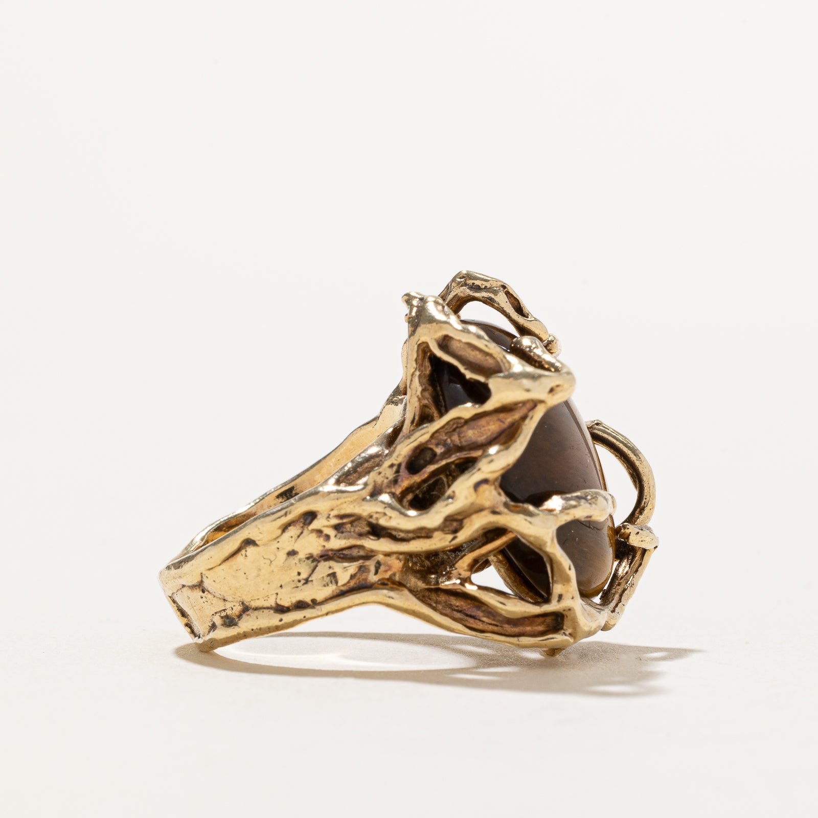 Tiger's Eye Freeform Cocktail Ring | 10.00ct | SZ 6.25