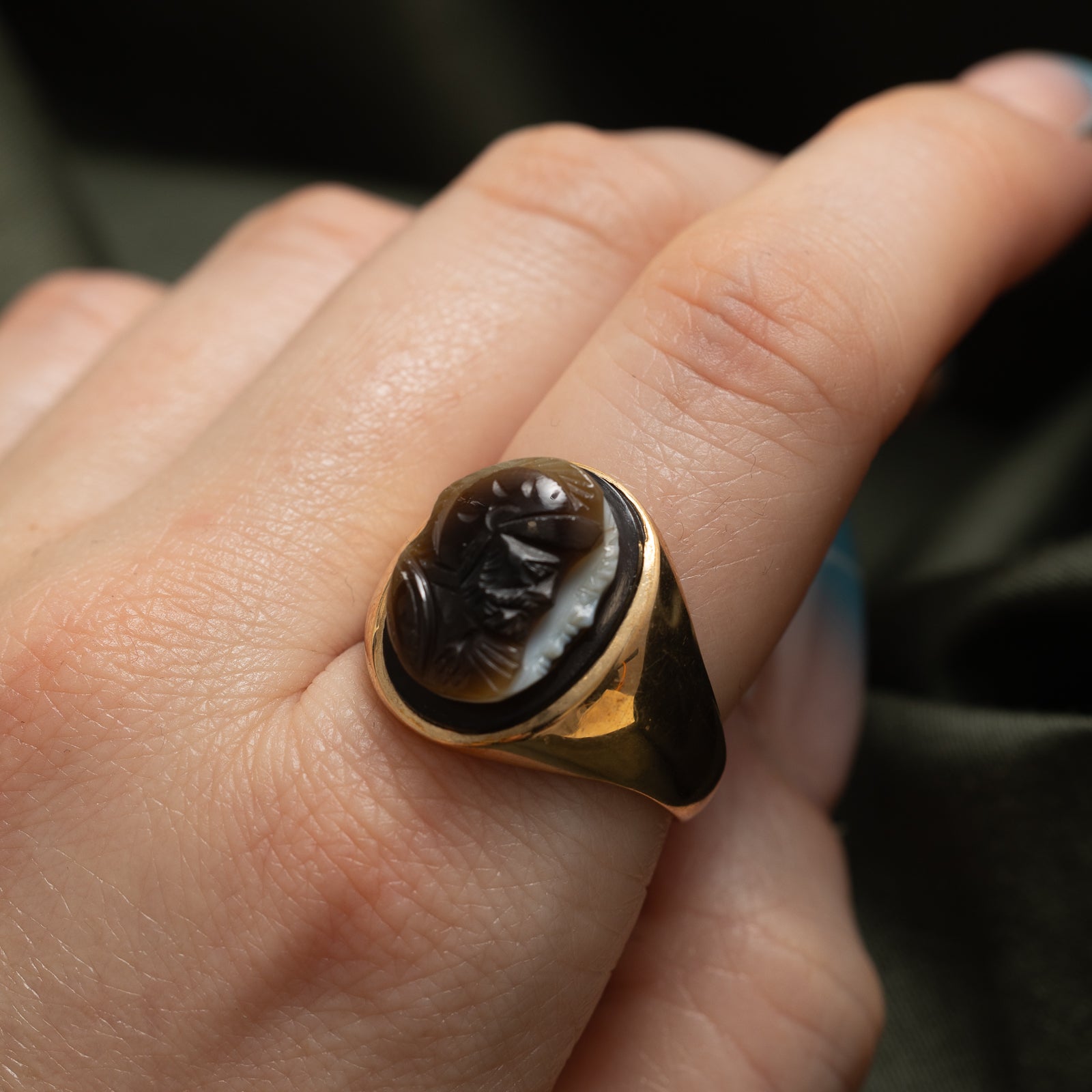 'Birks' Double Intaglio Onyx Cocktail Ring | 11.00ct | SZ 11
