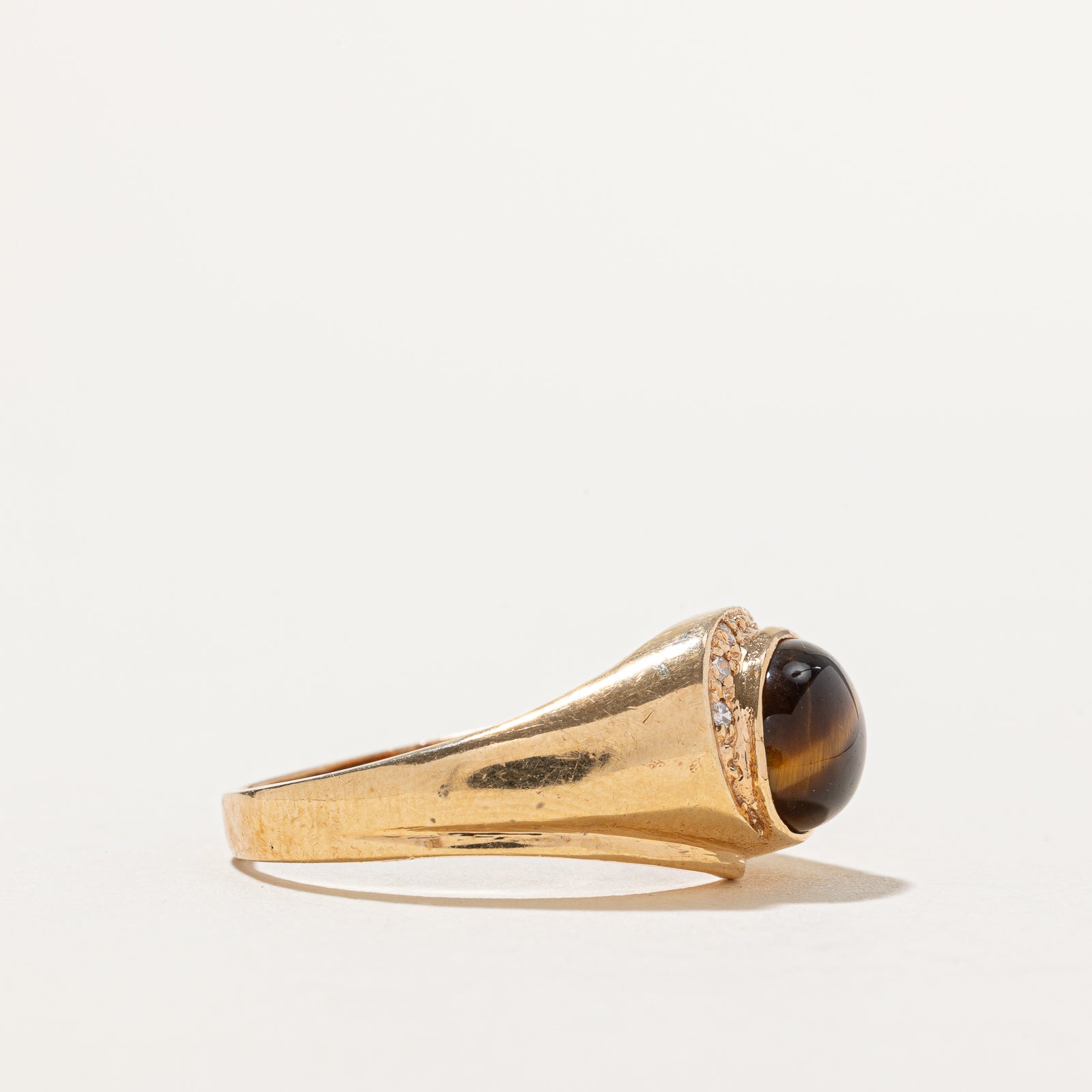 Tigers Eye & Diamond Ring | 2.40ct, 0.03ctw | SZ 11.5