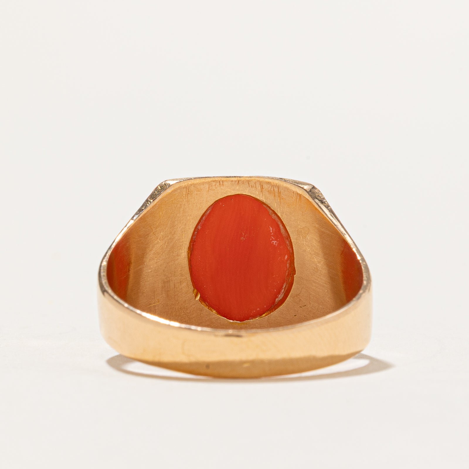 Vintage Coral Signet Ring | 2.15ct | SZ 11