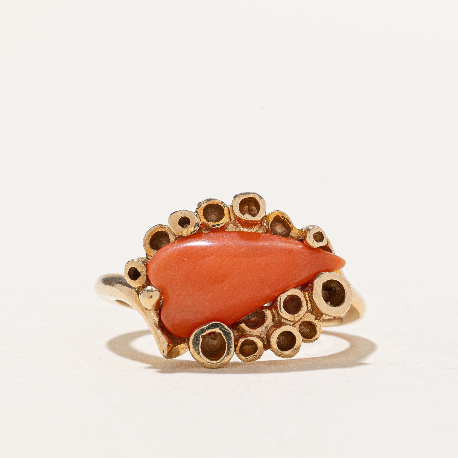 Bague abstraite texturée corail, forme libre | 1,80 ct | Taille 6