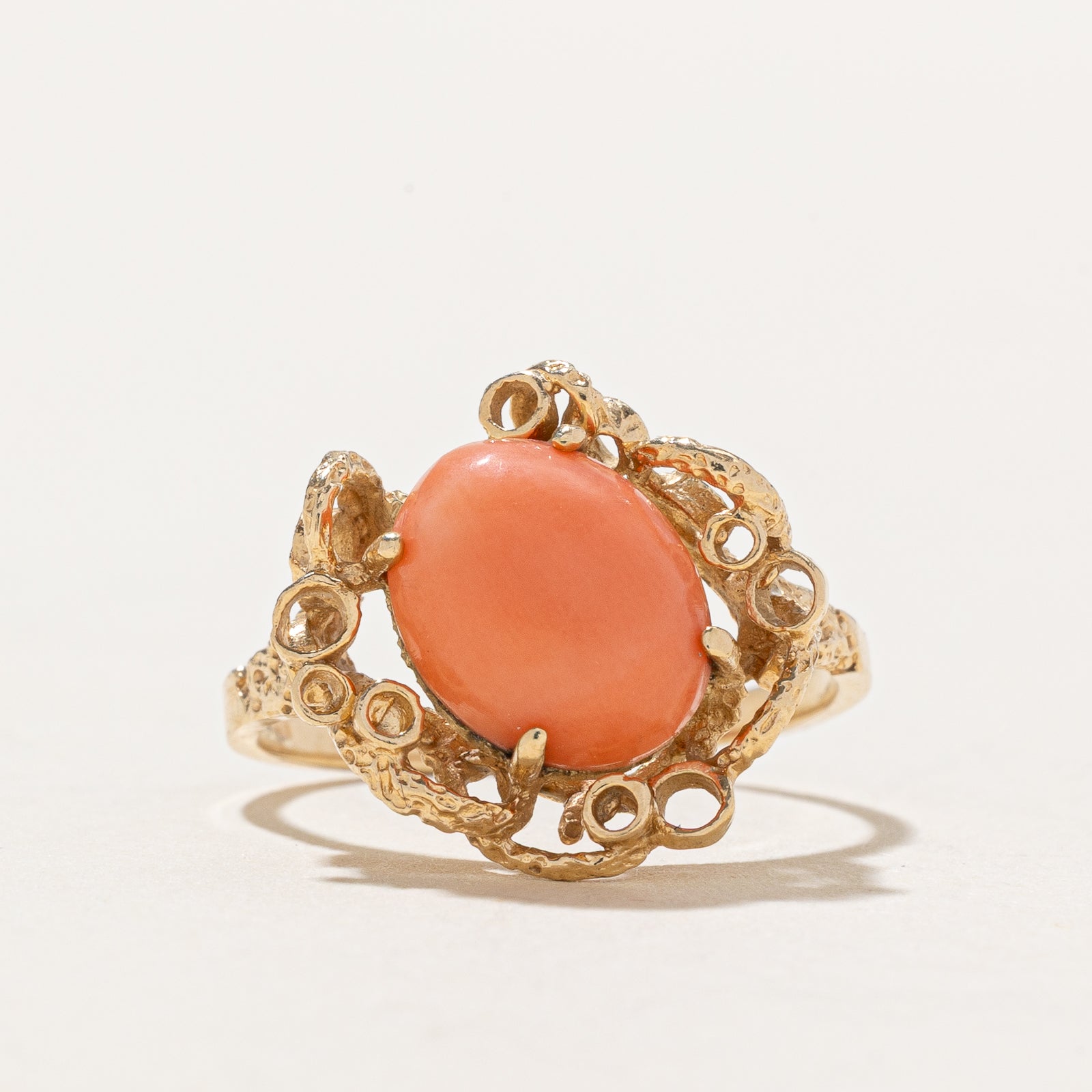 Bague abstraite texturée corail | 2,25 ct | Taille 5,75