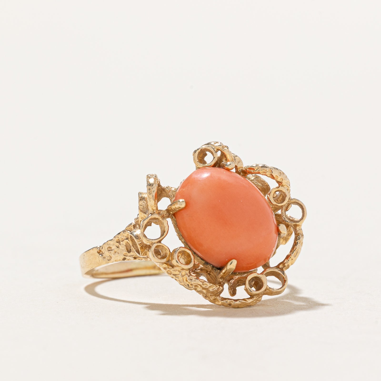 Bague abstraite texturée corail | 2,25 ct | Taille 5,75