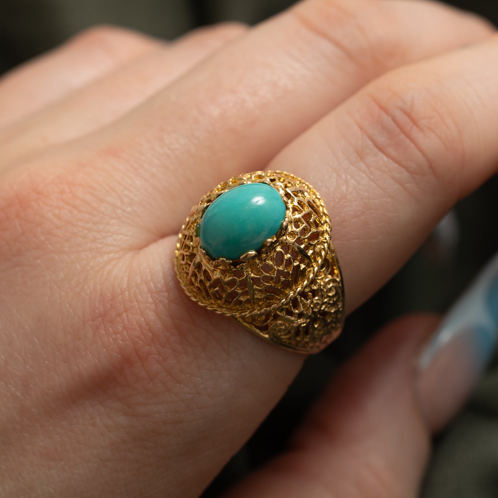 Turquoise Dome Cocktail Ring | 2.76ct | SZ 9.25