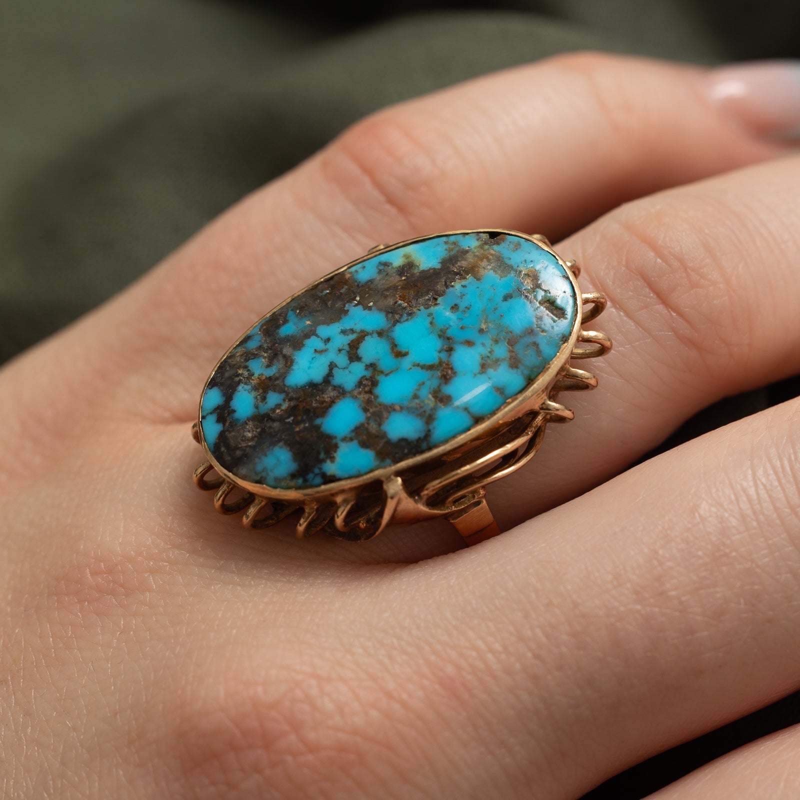 Treated Turquoise Cocktail Ring | 10.00ct | SZ 7.25