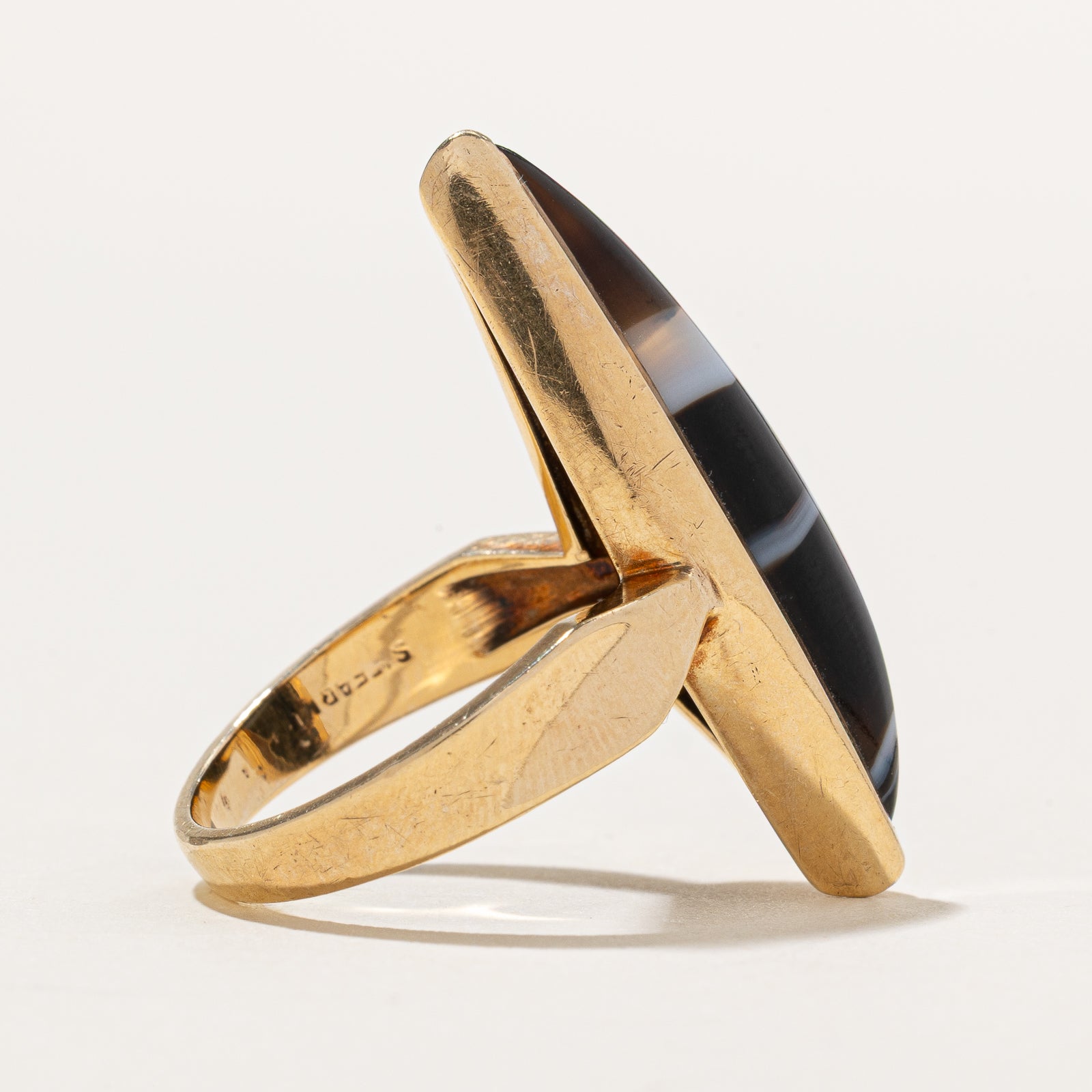 Asymmetrical Banded Agate Ring | 6.00ct | SZ 6.5