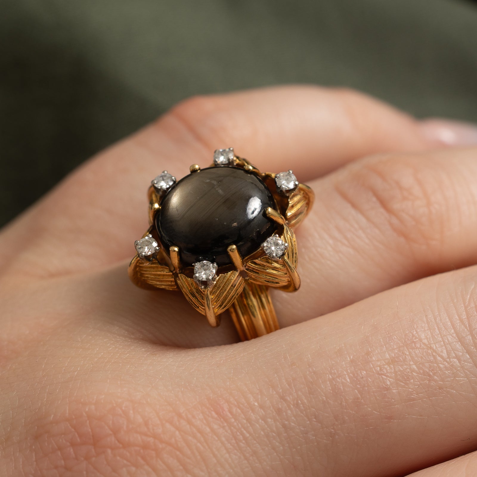 Star Sapphire & Diamond Cocktail Ring | 0.21ctw, 7.00ct | SZ 6