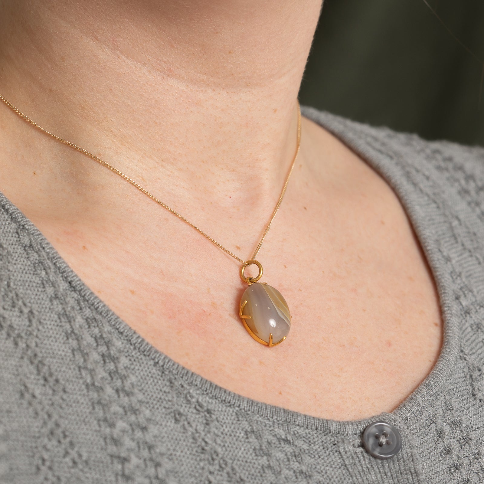 Orange & Grey Agate Pendant |
