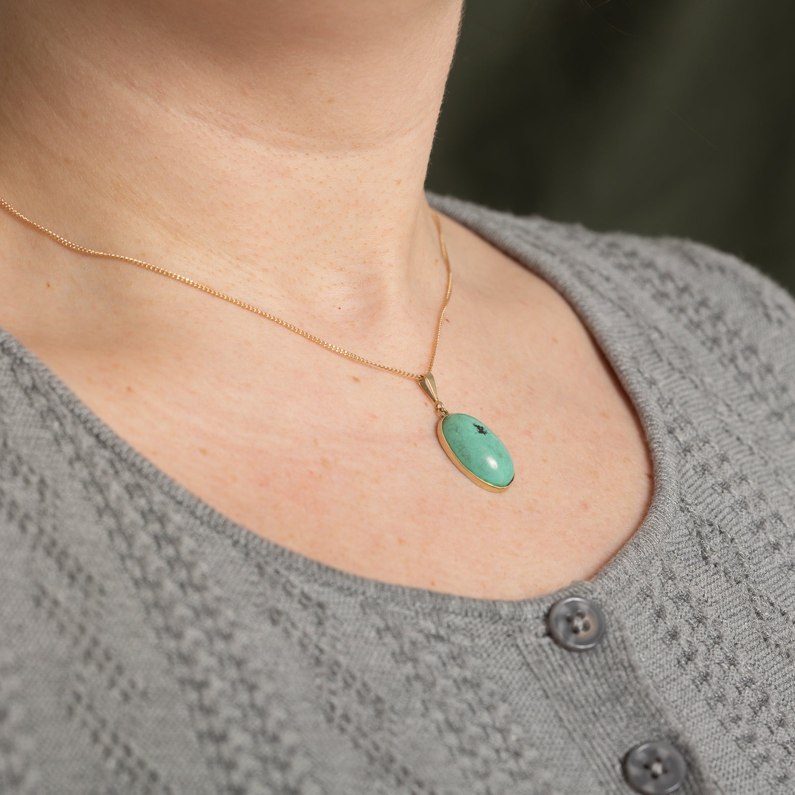 Oval Cabochon Turquoise Pendant | 12.00ct