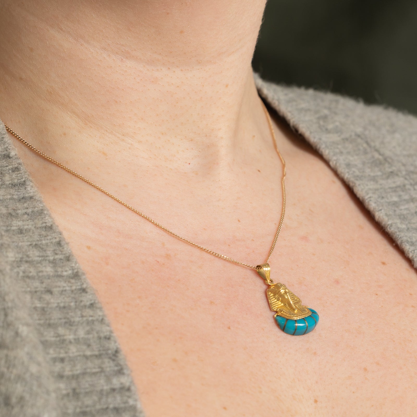 Egyptian Pharaoh Head Turquoise Pendant | 3.00ct