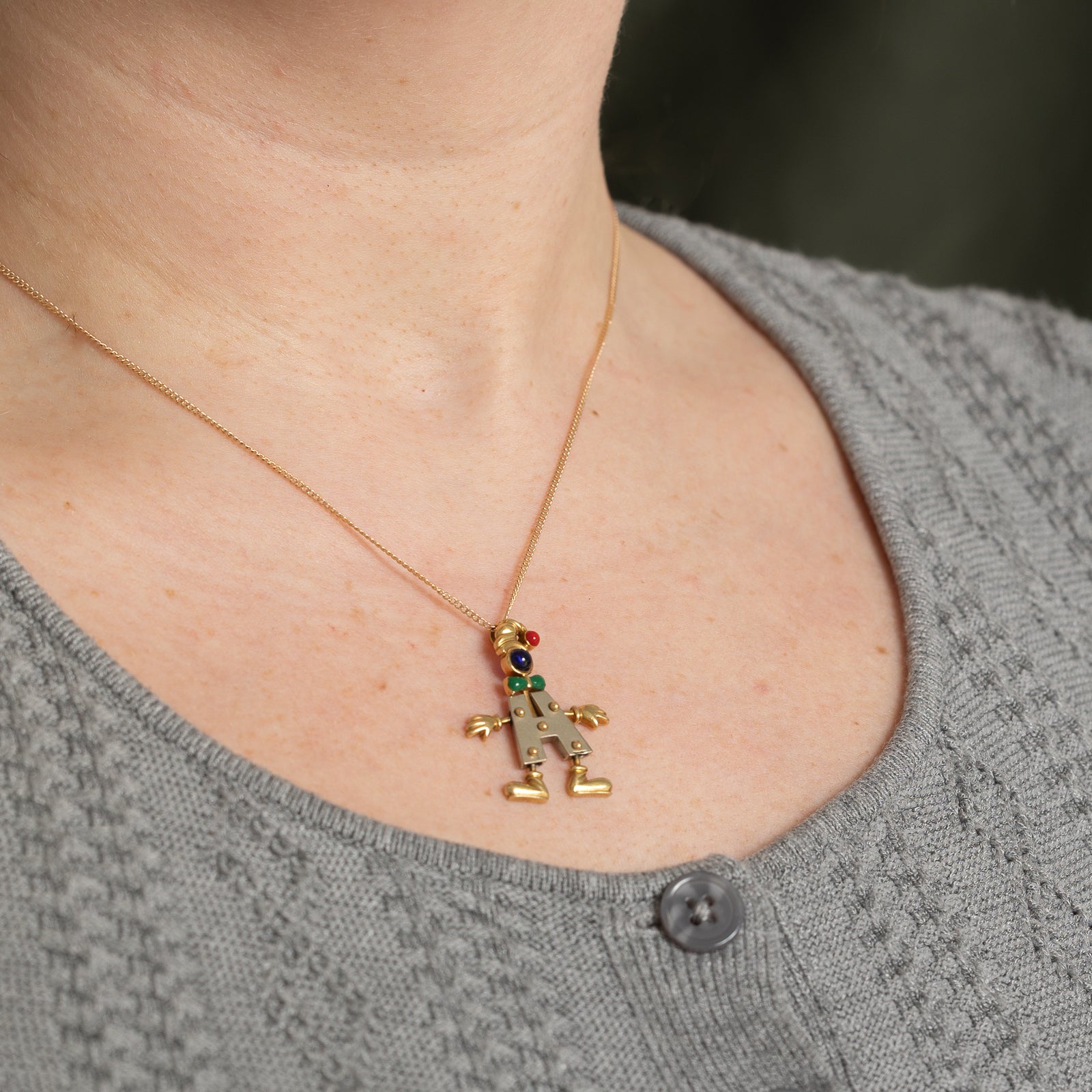 Synthetic Sapphire & Enamel Clown Pendant | 0.40ct