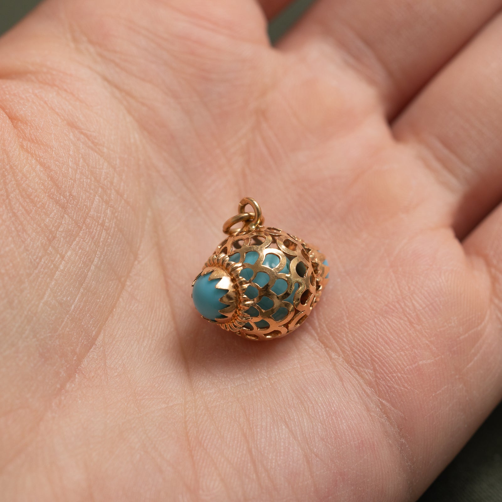 Blue Paste Glass Cage Charm Pendant | 7.00ct