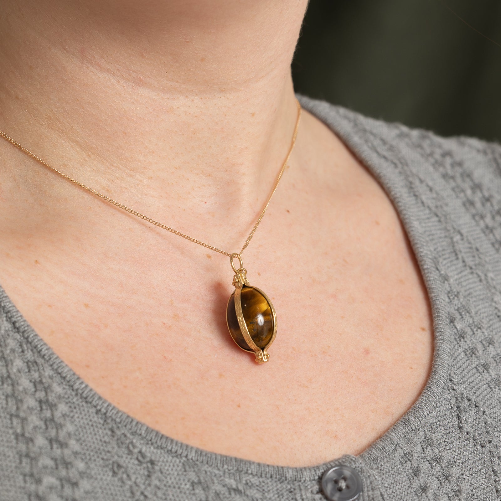 Egg Shaped Tiger's Eye Charm Pendant | 30.00ct