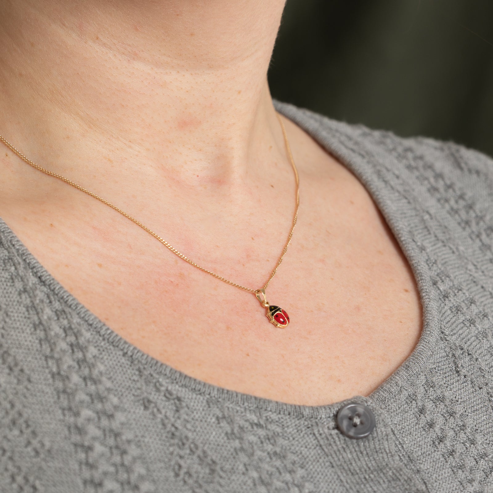 14k Yellow Gold & Enamel Lady Bug Charm