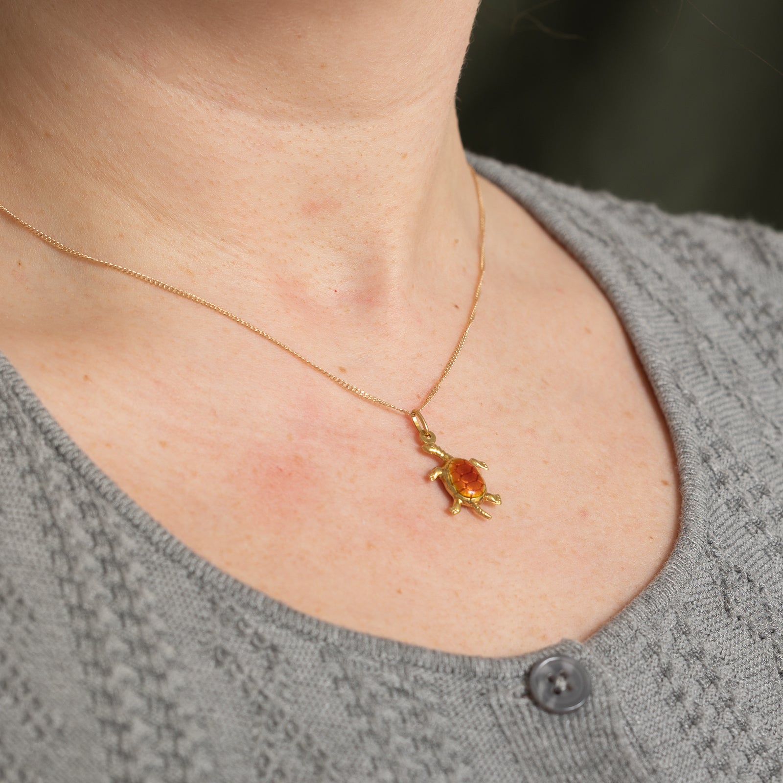 Italian 18k Yellow Gold & Enamel Turtle Charm