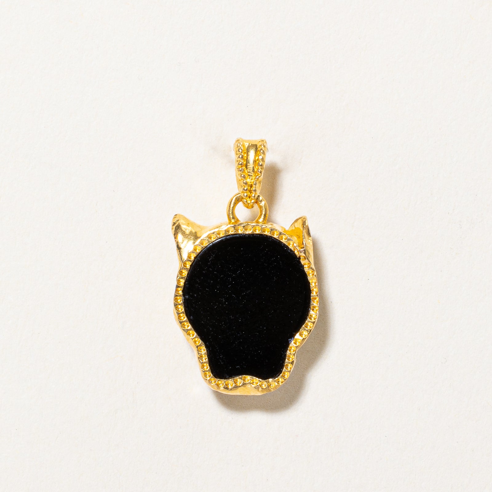 Onyx & Green Paste Glass Panther Head Pendant | 2.30ctw, 0.10ctw