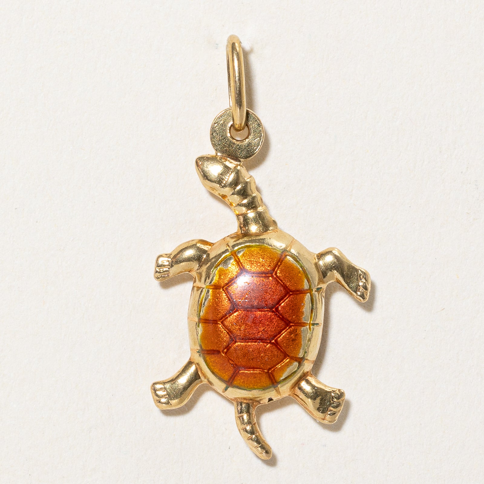 Italian 18k Yellow Gold & Enamel Turtle Charm
