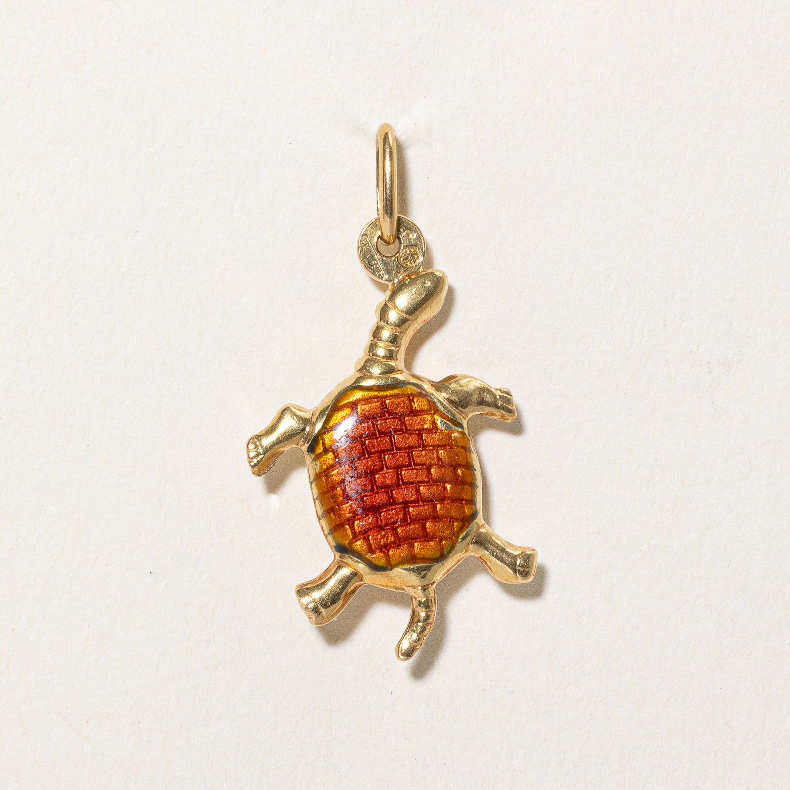 Italian 18k Yellow Gold & Enamel Turtle Charm